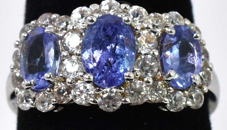 White Crystal And Iolite Ring