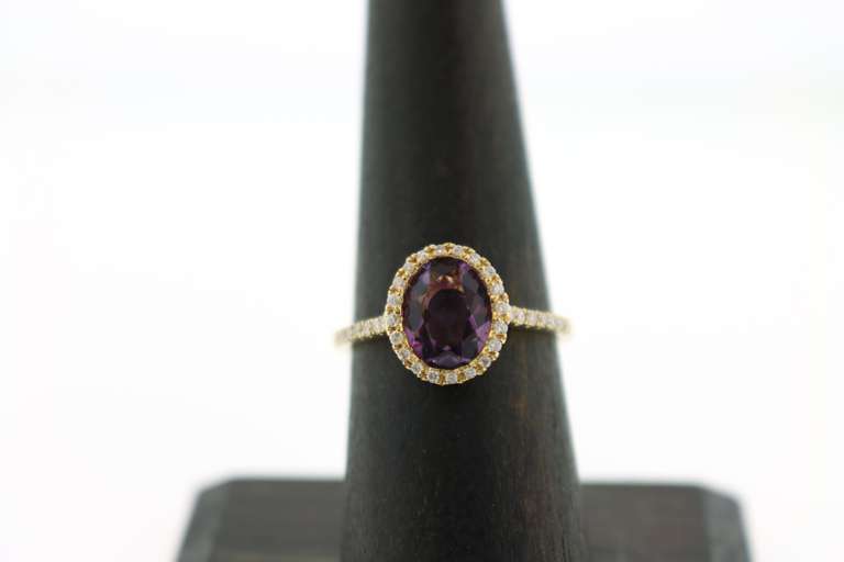 18k Gold Diamond Rimmed Immortal Amethyst Ring