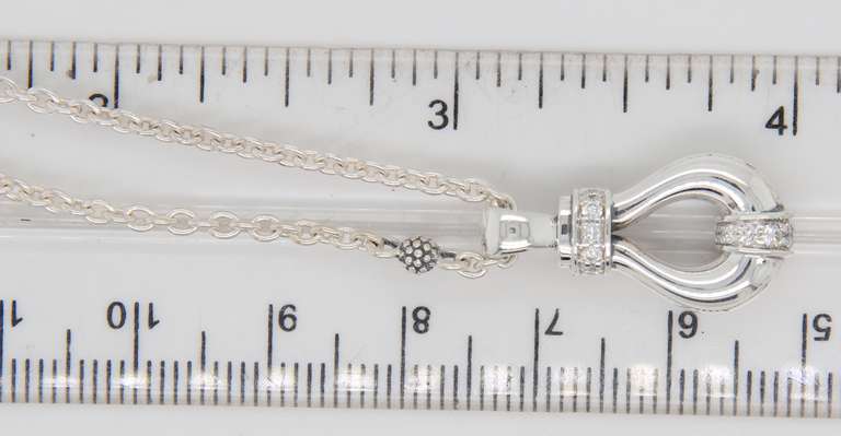 Lagos Silver and Diamond Loop Pendant on Chain Necklace