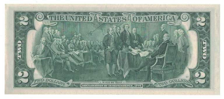 1976 $2 Bill First Issue Day With Cancellation Stamps