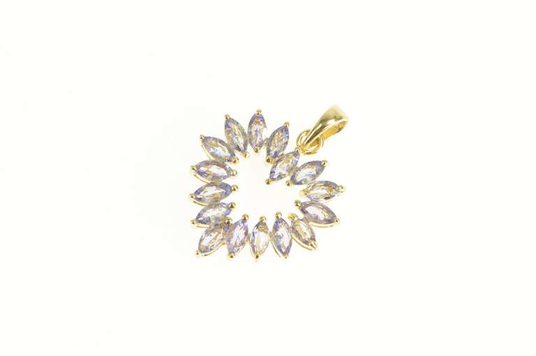 14K Yellow Gold Marquise Tanzanite Heart Love Symbol Pendant