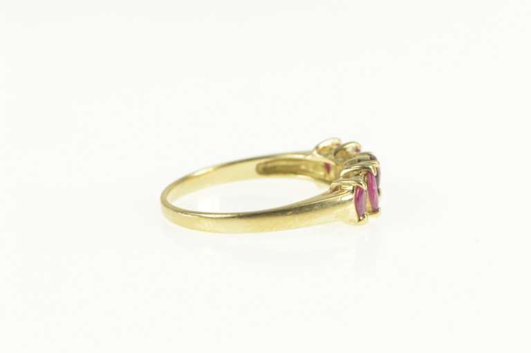 10K Yellow Gold Pear Ruby Diamond Accent Classic Statement Ring