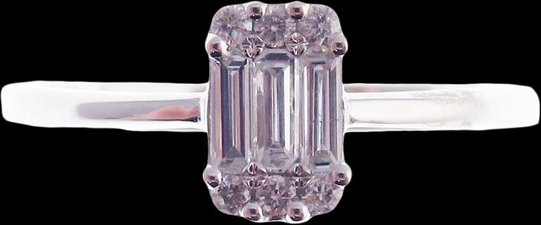 Geometric Diamond Cluster 18k White Gold Ring