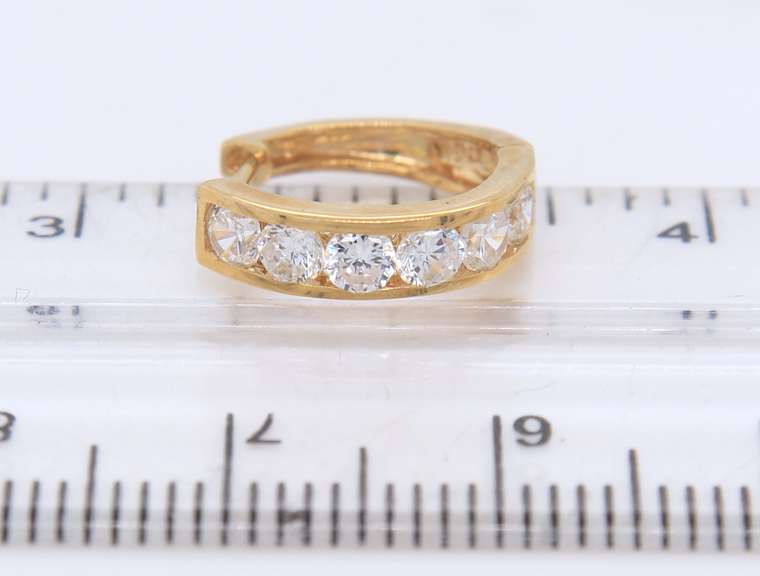 Charming Yellow Gold CZ Huggies Earrings
