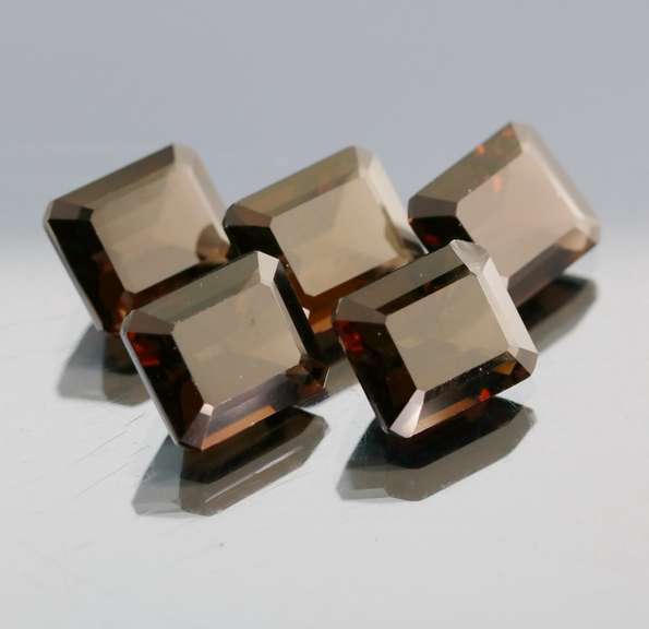 Emerald cut! Unheated! 26.98ct Smoky Quartz set