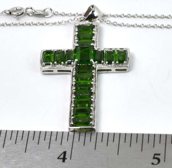 Green Crystal Cross Necklace