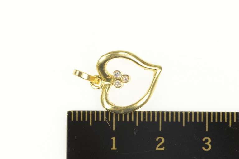 18K Yellow Gold Diamond Inset Curvy Heart Love Symbol Pendant