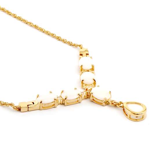 Plated 18KT Yellow Gold 1.95ctw Opal and White Topaz Pendant with Chain