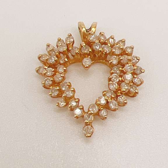 14kt Solid Yellow Gold & Diamond Pendant