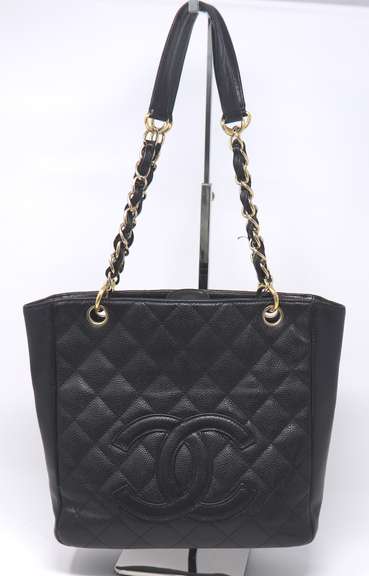 Chanel Black Cavier Petite Shopping Tote Bag