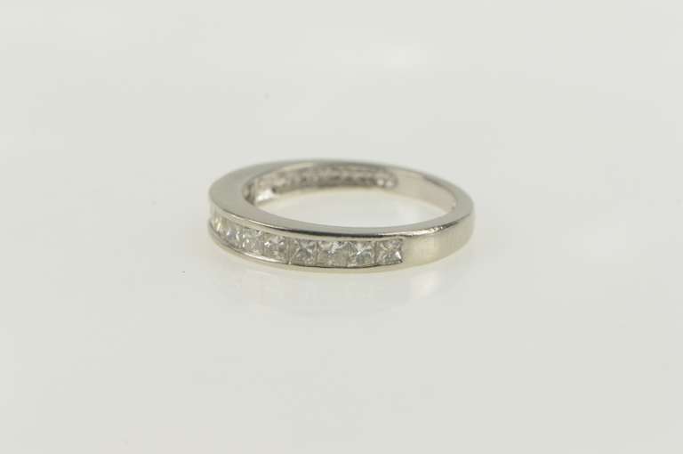 14K White Gold 0.75 Ct Princess Cut Diamond Wedding Band Ring