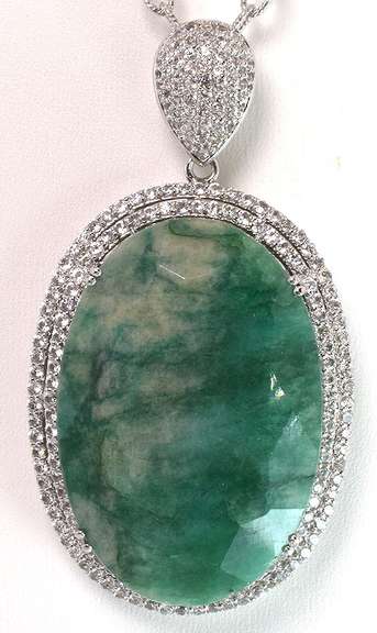 Ravishing Colossal 101.48CTS Natural Emerald & Sapphire Necklace in Sterling Silver