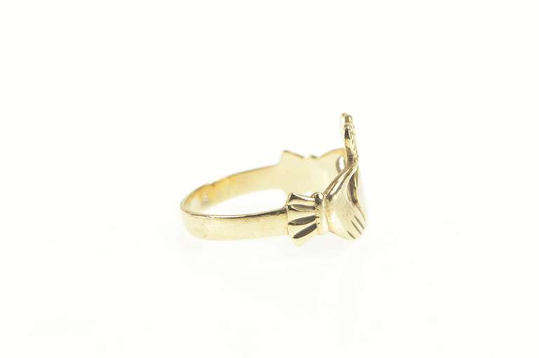 9K Yellow Gold Irish Claddagh Traditional Celtic Loyalty Ring