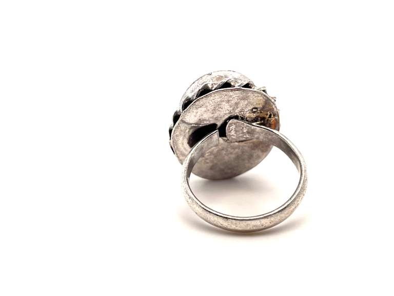 🕸Frightful!🕸Oval Black Onyx Tibetan Silver Rope Design Ring