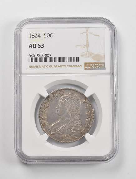 AU53 1824 Capped Bust Half Dollar NGC