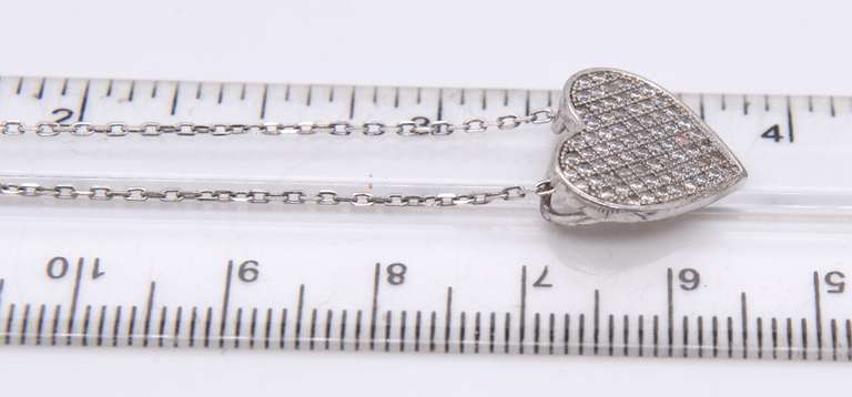 Vintage Sterling Silver Cubic Zirconia Heart Shaped pendant on Chain