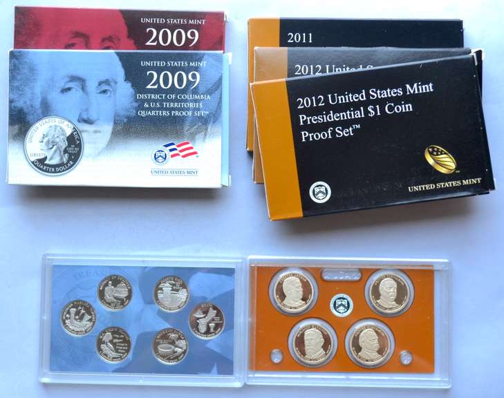 2011  2 X 2012 Key US Presidential Proof Sets And 2 X 2009 DC & US Territories Quarters Proof sets