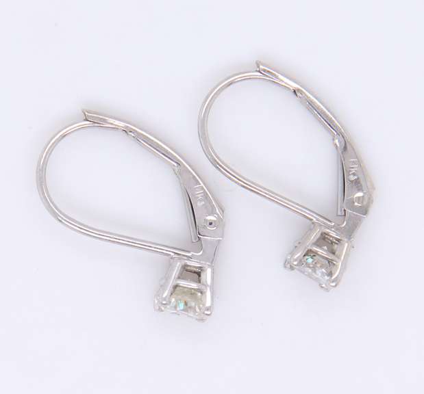 Sparkling White Gold Diamond Lever Back Earrings