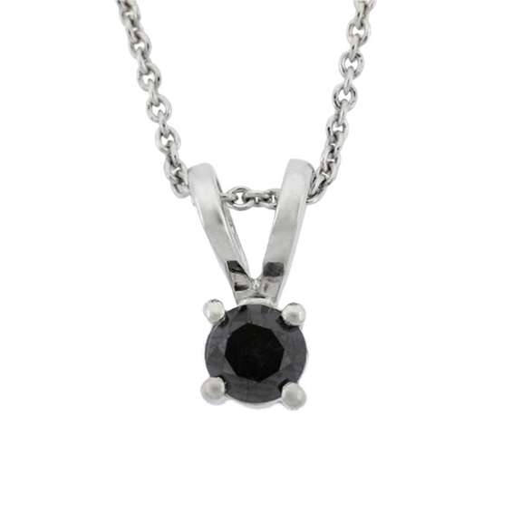 Sterling Silver 1/2 CT Black Diamond Solitare Stud Pendant