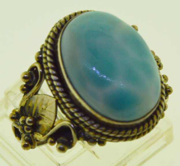 Sterling Silver Oval Larimar Ring