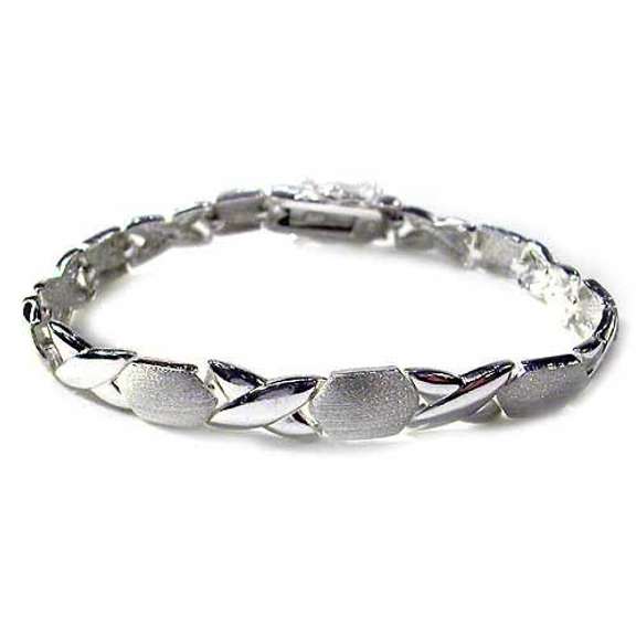 Sterling Silver polished satin X & Oval Bracelet