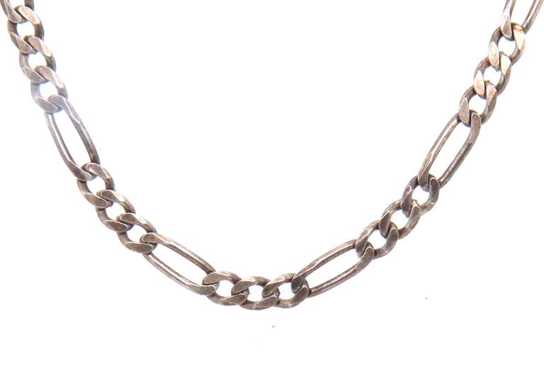 Vintage Sterling Silver Figaro Chain Necklace