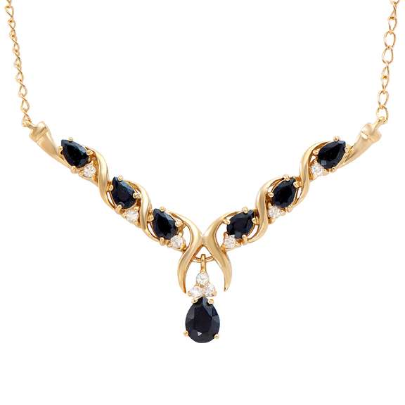 Plated 18KT Yellow Gold 4.50ctw Black Sapphire and White Topaz Pendant with Chain