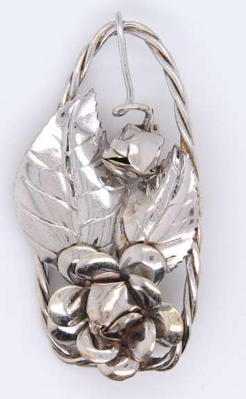 Vintage Sterling Silver Signed Flower Brooch