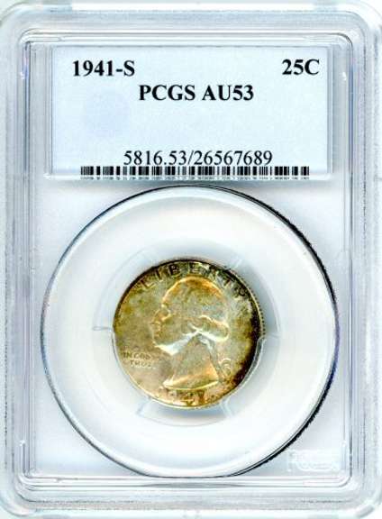 1941-S Silver Washington Quarter in PCGS AU53