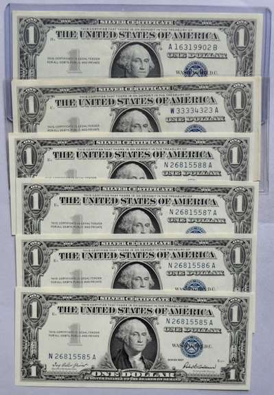 9 CH CU $1 1957 Silver Certificates