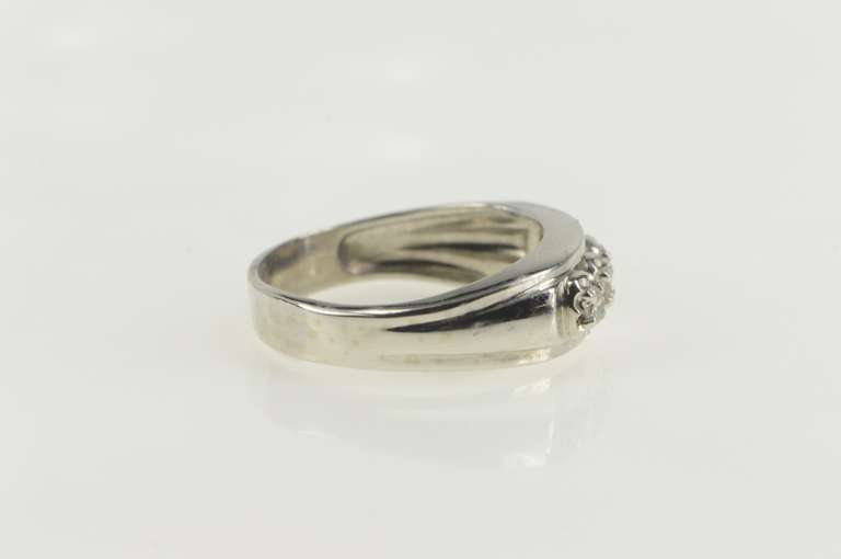 14K White Gold 0.32 Ctw 1950's Diamond Wedding Band Ring