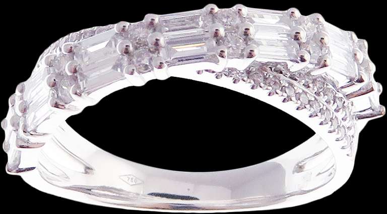 Intercross Diamond Studded 18k White Gold Double Ring
