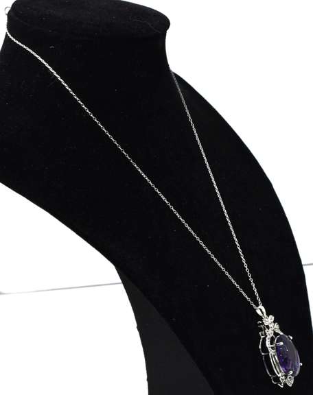 Amethyst Pendant With White Crystal Accents