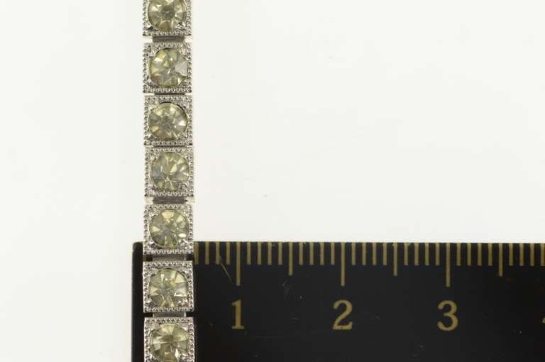 Sterling Silver 1940's Classic Rhinestone Squared Tennis Necklace