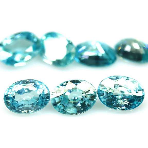 Vibrant blue! 9.70ct 7pc Cambodian Zircon set