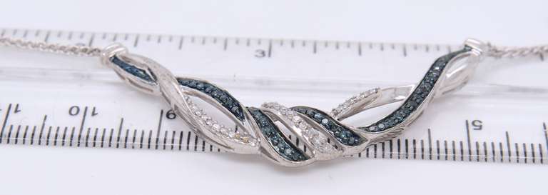 White & Blue Diamond Sterling Silver Necklace
