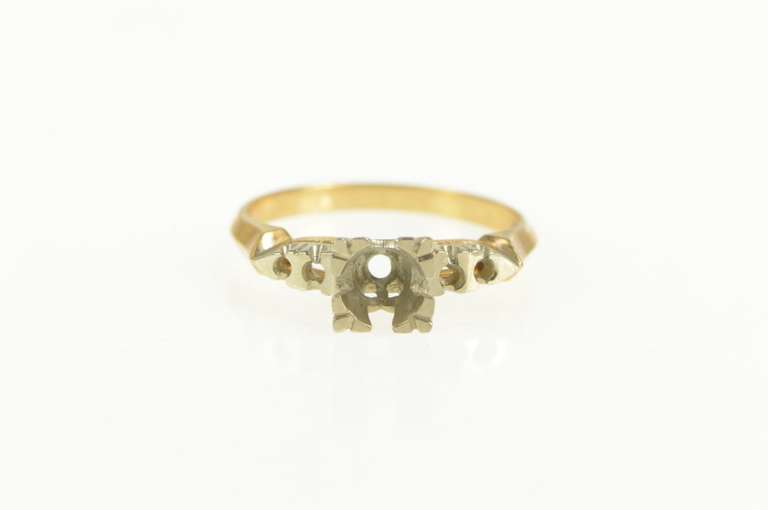 14K Yellow Gold Vintage NOS 1950's 4.3mm Engagement Setting Ring