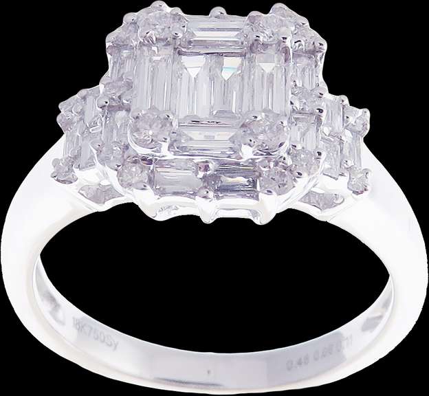 18KT SOLID WHITE GOLD AND DIAMOND RING