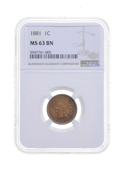 MS63 BN 1881 Indian Head Cent - Graded NGC