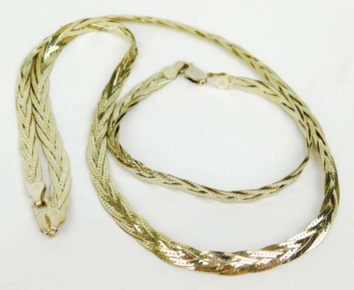 Sterling Woven Herringbone Necklace & Bracelet