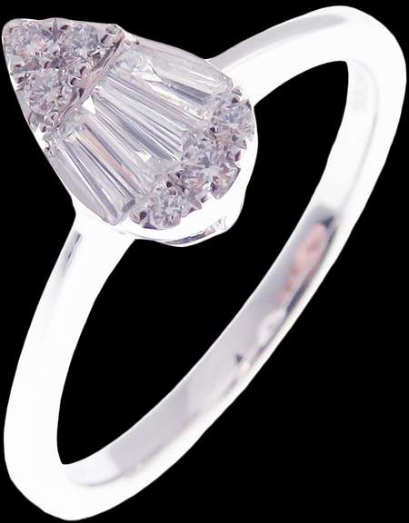 Sleek 18k White Gold Teardrop Diamond Cluster Ring