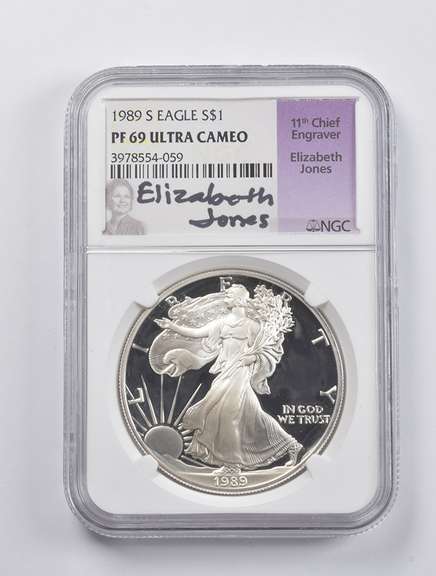 PF69 UCAM 1989-S American Silver Eagle Signed Jones NGC