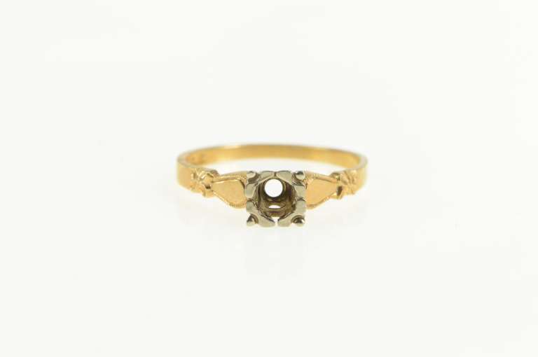 14K Yellow Gold 3.75mm Vintage NOS 1950's Engagement Setting Ring
