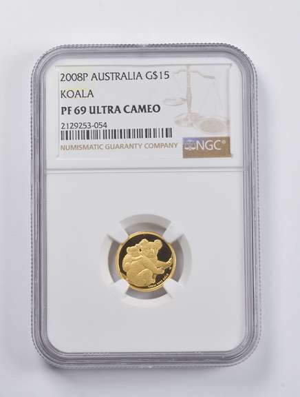PF69 UCAM 2008-P Australia $15 Gold Koala 1/10 Oz. .999 Fine Gold NGC
