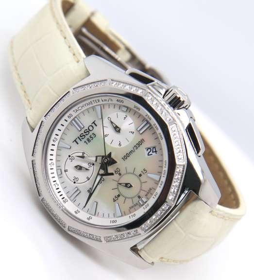 Tissot PRC 100 Diamond Bezel Streel Mop Dial Quartz Watch