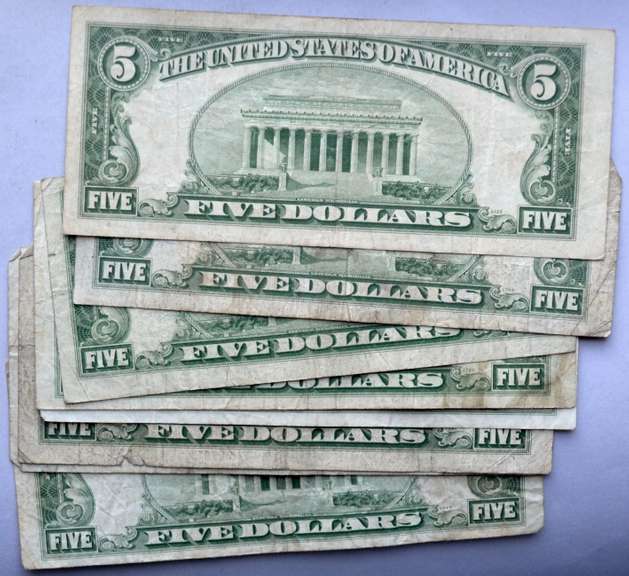 8 Various Series $5 Silver Certificates