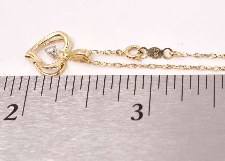 Petite Diamond Heart Pendant Necklace in 14K Yellow Gold