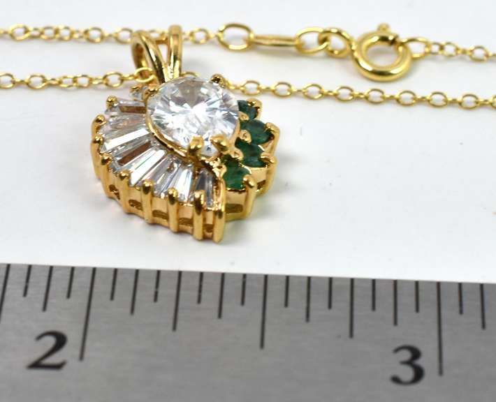 Vermeil Necklace With CZ and Emerald