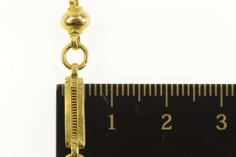 9K Yellow Gold Ornate Squared Bar Ball Link Opera Chain Necklace