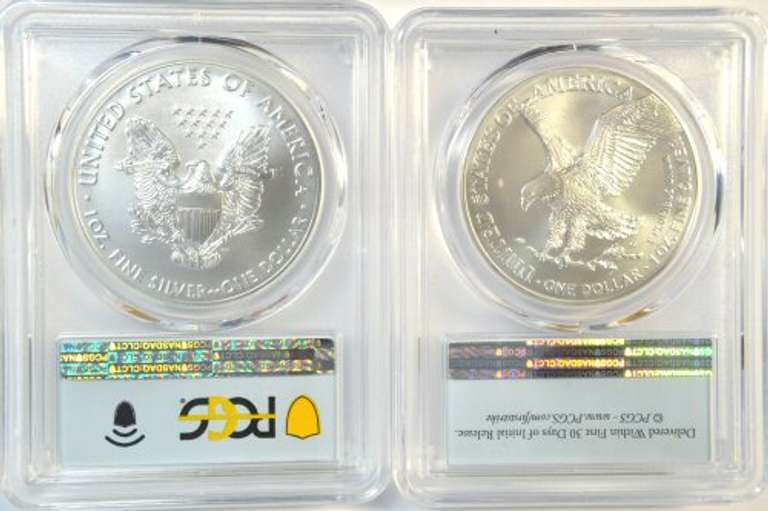 1st Day Issue 2021-(S) Ty 1 & Ty 2 FS $1 Silver Eagles. PCGS MS70